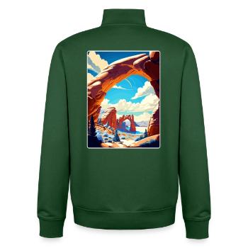 Arches Nationalpark Reiseposter Souvenir WPA - Unisex Organic Zip Sweatshirt von Stanley/Stella - Flaschengrün - Hinten - AI Model Male 185 dark (185cm)