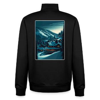 Jackson Hole Ski Reise Poster Souvenir Farbe WPA - Unisex Organic Zip Sweatshirt von Stanley/Stella - Schwarz - Hinten - AI Model Male 185 light (185cm)