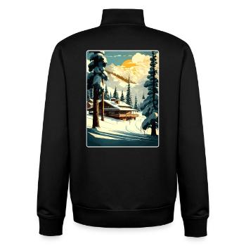 Jackson Hole Ski Reise Poster Souvenir Farbe WPA - Unisex Organic Zip Sweatshirt von Stanley/Stella - Schwarz - Hinten - AI Model Male 185 light (185cm)