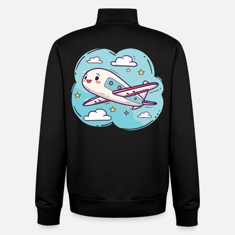 Airplane Comic Look - Unisex Organic Zip Sweatshirt by Stanley/Stella - black
