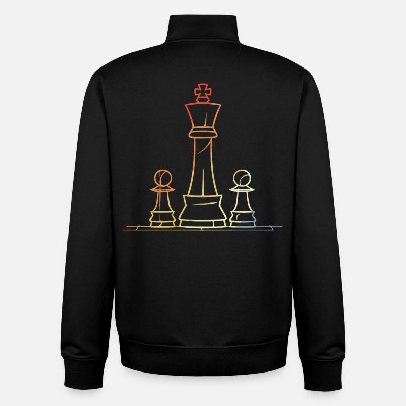 Pièces d’échecs dessin rétro - Sweat zippé unisexe en coton bio Stanley/Stella - noir