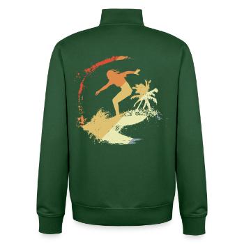 Surfeur des années 80 - Sweat zippé unisexe en coton bio Stanley/Stella - vert bouteille - Dos - AI Model Male 185 dark (185cm)
