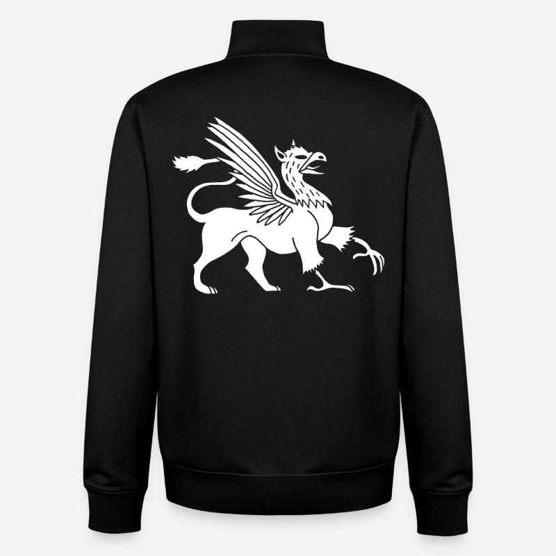 Griffon blanc - Sweat zippé unisexe en coton bio Stanley/Stella - noir