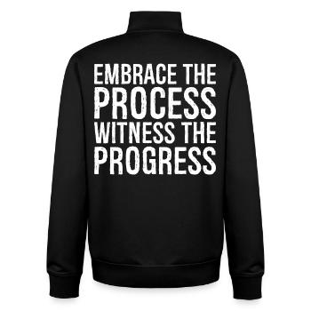 embrace the process witness the progress - Unisex Organic Zip Sweatshirt by Stanley/Stella - black - Back - AI Model Male 185 light (185cm)
