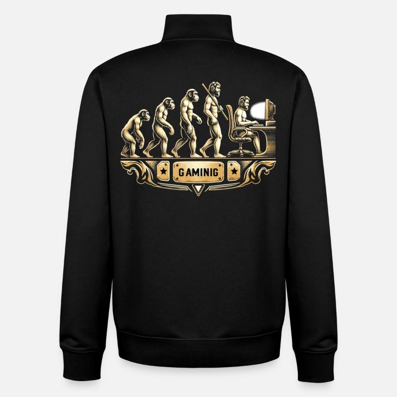 Evolution of Gaming Retro - Unisex Organic Zip Sweatshirt by Stanley/Stella - black