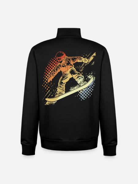 Snowboarder Graphic Retro - Unisex Organic Zip Sweatshirt by Stanley/Stella - black