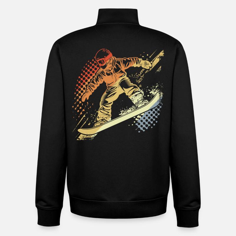 Snowboarder Graphique Rétro - Sweat zippé unisexe en coton bio Stanley/Stella - noir