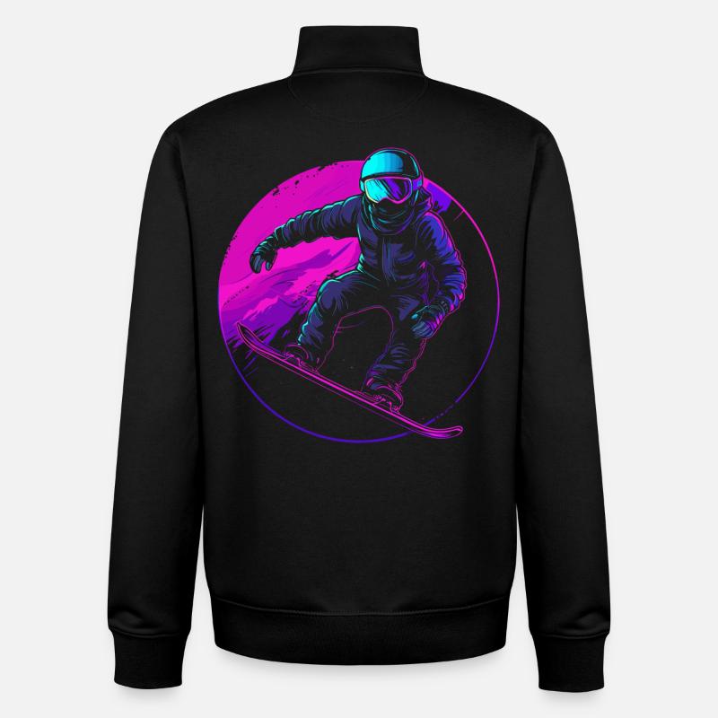 Snowboarder Illustration - Sweat zippé unisexe en coton bio Stanley/Stella - noir