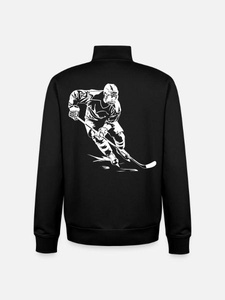 Ice Hockey Player Drawing - Unisex Organic Zip Sweatshirt by Stanley/Stella - black