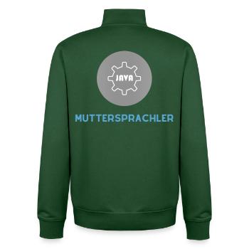 Muttersprachler: JavaScript Edition - Unisex Organic Zip Sweatshirt von Stanley/Stella - Flaschengrün - Hinten - AI Model Male 185 dark (185cm)