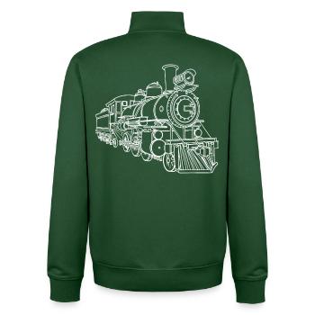 Croquis ferroviaire - Sweat zippé unisexe en coton bio Stanley/Stella - vert bouteille - Dos - AI Model Male 185 dark (185cm)