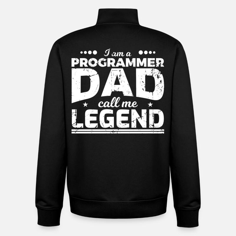 Papa codeur - Sweat zippé unisexe en coton bio Stanley/Stella - noir