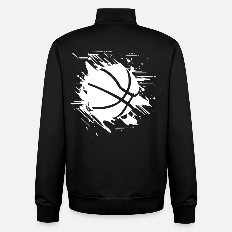 Graphismes de basket-ball - Sweat zippé unisexe en coton bio Stanley/Stella - noir