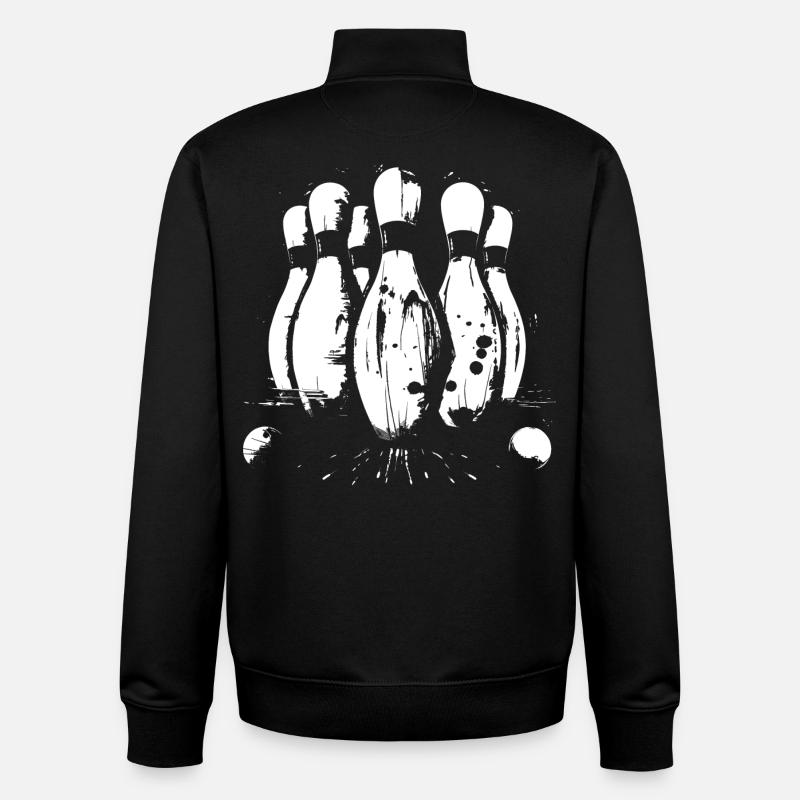 Bowling Game Graphics - Unisex Organic Zip Sweatshirt by Stanley/Stella - black