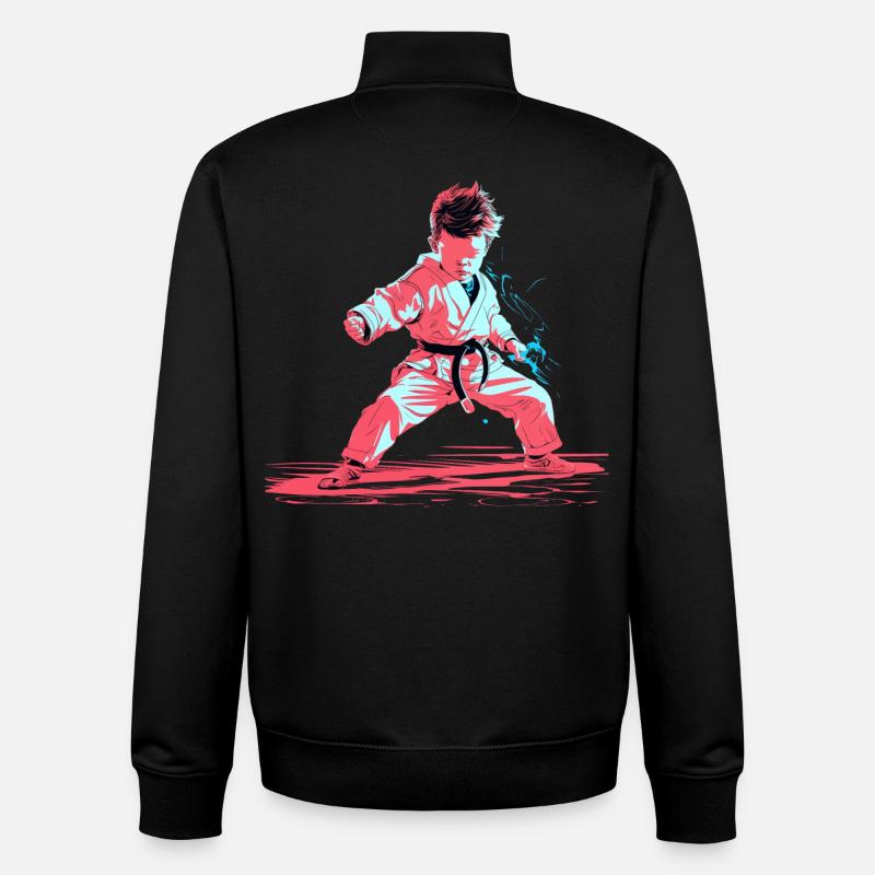 Karate Junge Synthwave - Unisex Organic Zip Sweatshirt von Stanley/Stella - Schwarz