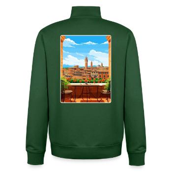 Siena Italy Travel Poster Souvenir Postcard Paint - Unisex Organic Zip Sweatshirt by Stanley/Stella - bottle green - Back - AI Model Male 185 dark (185cm)