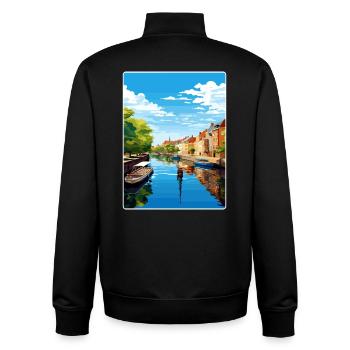 Aarhus Danemark Affiche de voyage Peinture souvenir WPA - Sweat zippé unisexe en coton bio Stanley/Stella - noir - Dos - AI Model Male 185 light (185cm)