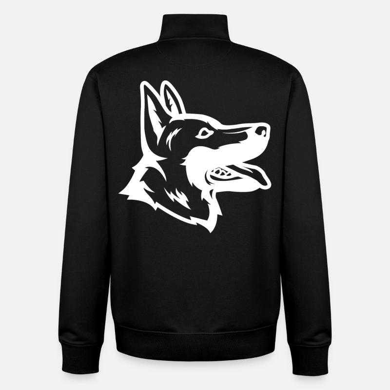 German Shepherd Drawing - Unisex Organic Zip Sweatshirt by Stanley/Stella - black