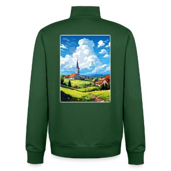 Odenwald Deutschland Reise Poster Souvenir Farbe WPA - Unisex Organic Zip Sweatshirt von Stanley/Stella - Flaschengrün - Hinten - AI Model Male 185 dark (185cm)