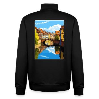 Colmar France Travel Poster Souvenir Painting WPA - Unisex Organic Zip Sweatshirt by Stanley/Stella - black - Back - AI Model Male 185 light (185cm)