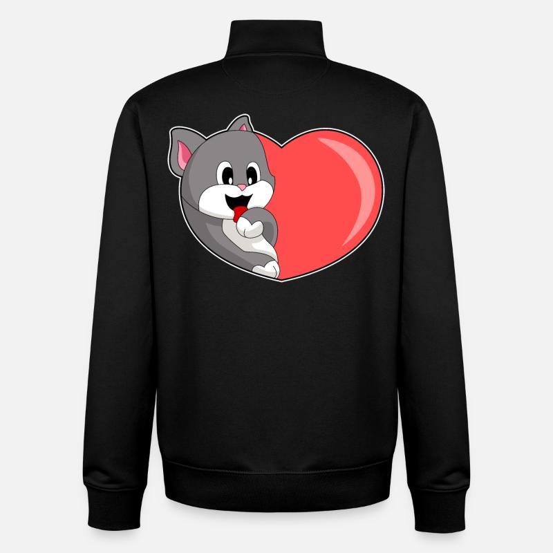 Katze Herz - Unisex Organic Zip Sweatshirt von Stanley/Stella - Schwarz
