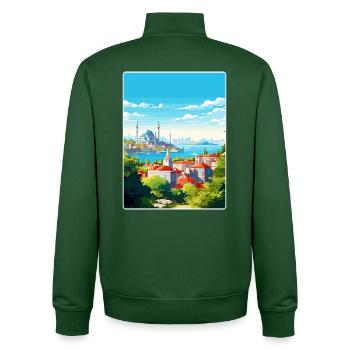 Istanbul Türkei Reise Poster Souvenir Farbe WPA - Unisex Organic Zip Sweatshirt von Stanley/Stella - Flaschengrün - Hinten - AI Model Male 185 dark (185cm)