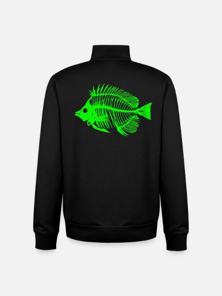 Glowing Fish Skeleton Design - Unisex Organic Zip Sweatshirt by Stanley/Stella - black