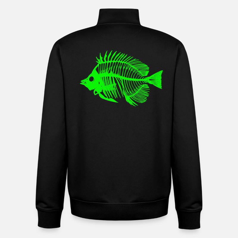 Leuchtender Fisch Skeleton Design - Unisex Organic Zip Sweatshirt von Stanley/Stella - Schwarz