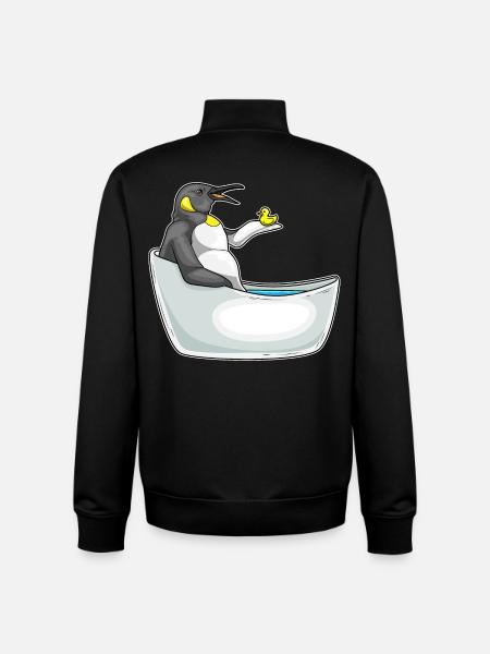 Penguin Bathing Bathtub - Unisex Organic Zip Sweatshirt by Stanley/Stella - black