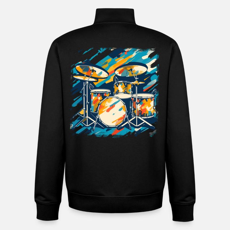 Schlagzeug Porträt - Unisex Organic Zip Sweatshirt von Stanley/Stella - Schwarz