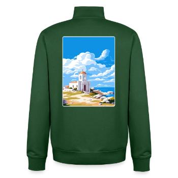 Délos Grèce Affiche de voyage Souvenir Carte Postale Peinture - Sweat zippé unisexe en coton bio Stanley/Stella - vert bouteille - Dos - AI Model Male 185 dark (185cm)