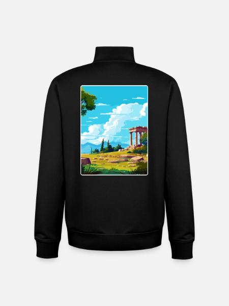 Ancient Greece Travel Poster Souvenir WPA - Unisex Organic Zip Sweatshirt by Stanley/Stella - black