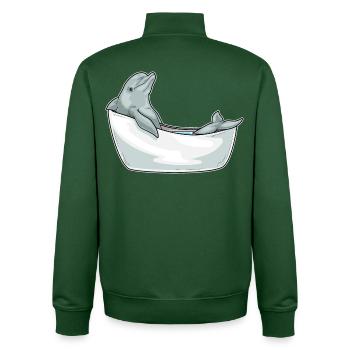 Dolphin Bathing Bathtub - Unisex Organic Zip Sweatshirt by Stanley/Stella - bottle green - Back - AI Model Male 185 dark (185cm)