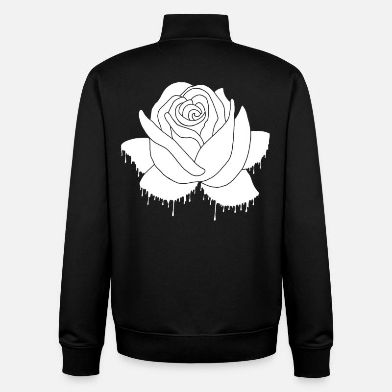 Graffiti d'une rose blanche - Sweat zippé unisexe en coton bio Stanley/Stella - noir