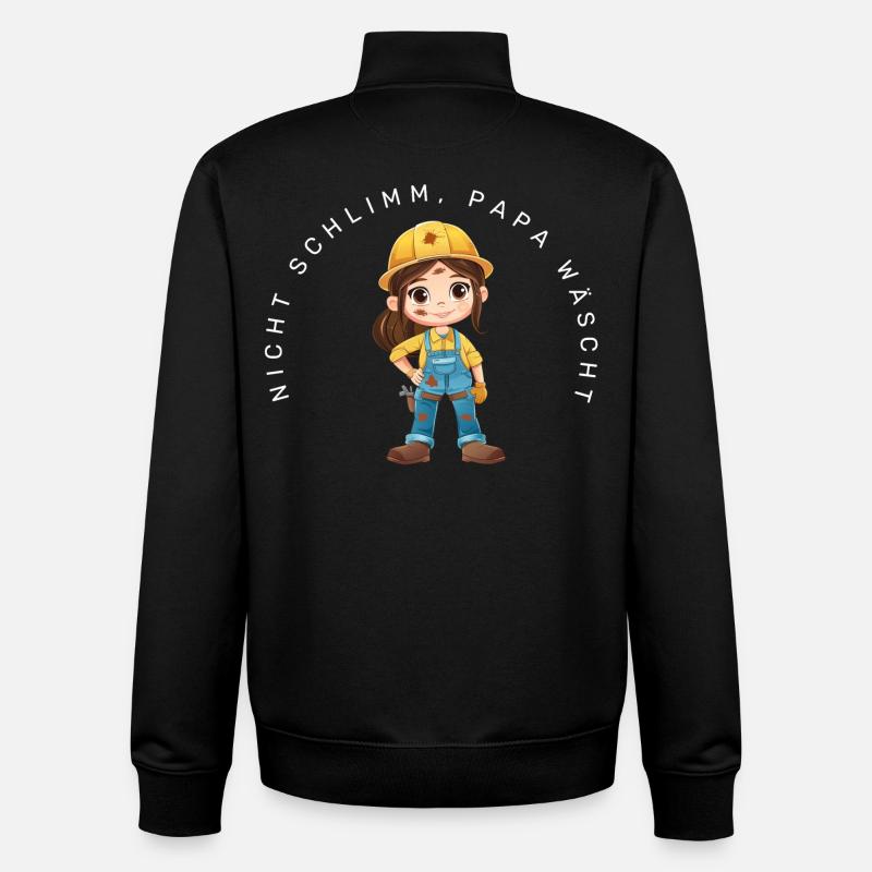Nicht schlimm, Papa wäscht (Bauarbeiterin) - Unisex Organic Zip Sweatshirt von Stanley/Stella - Schwarz