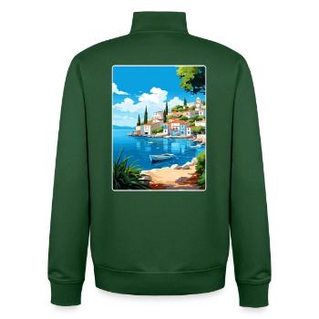 Porto Heli Griechenland Reise Poster Souvenir Farbe WPA - Unisex Organic Zip Sweatshirt von Stanley/Stella - Flaschengrün - Hinten - AI Model Male 185 dark (185cm)