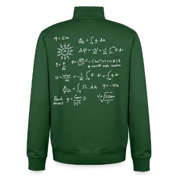 Physics Equations Unleashed - Unisex Organic Zip Sweatshirt by Stanley/Stella - bottle green - Back - AI Model Male 185 dark (185cm)