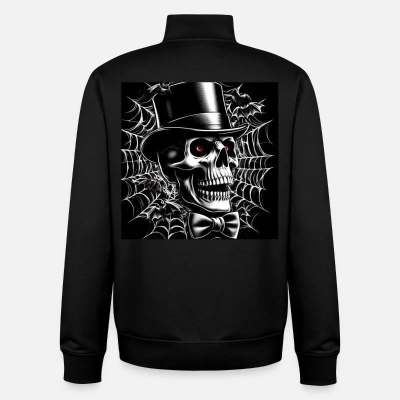 Halloween Elegant Skull - Unisex Organic Zip Sweatshirt by Stanley/Stella - black