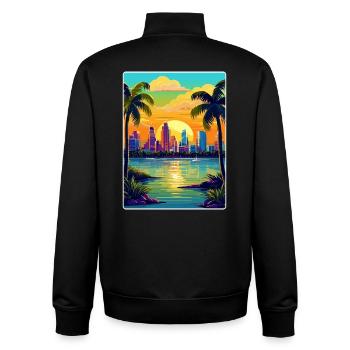 Miami Florida Reise Poster Souvenir Malerei WPA - Unisex Organic Zip Sweatshirt von Stanley/Stella - Schwarz - Hinten - AI Model Male 185 light (185cm)