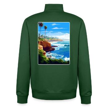La Jolla Cove Kalifornien Reiseposter Souvenir - Unisex Organic Zip Sweatshirt von Stanley/Stella - Flaschengrün - Hinten - AI Model Male 185 dark (185cm)