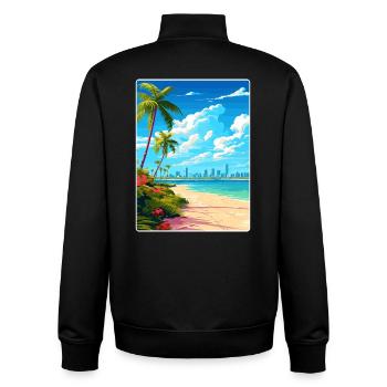 Miami Florida Reise Poster Souvenir Malerei WPA - Unisex Organic Zip Sweatshirt von Stanley/Stella - Schwarz - Hinten - AI Model Male 185 light (185cm)