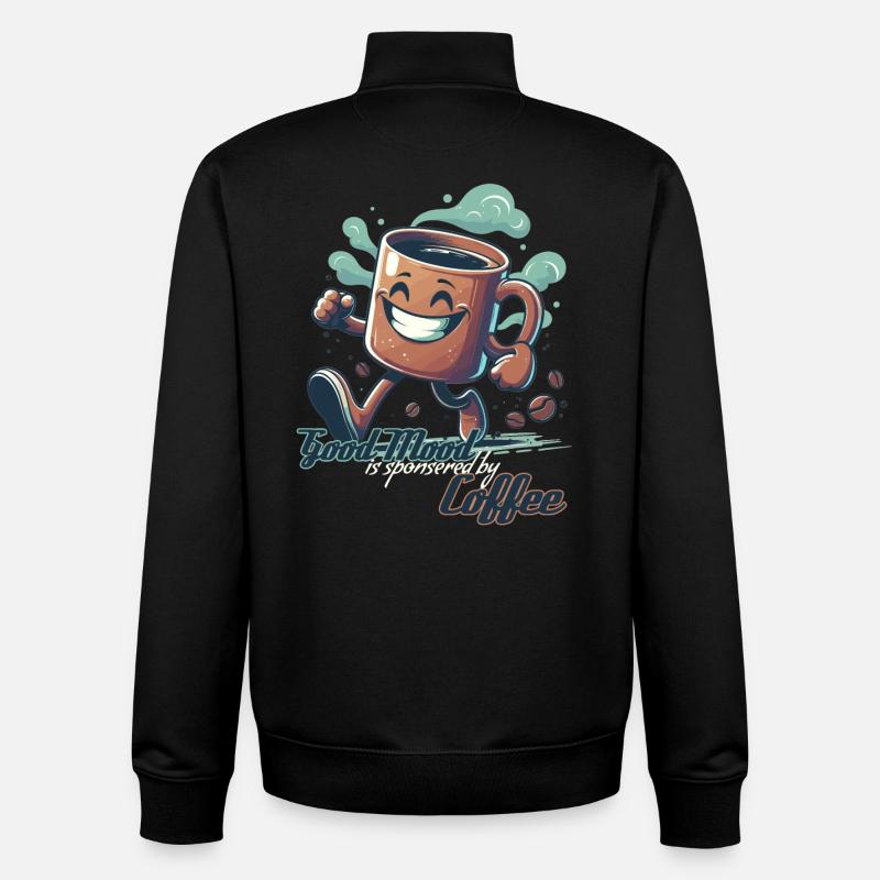 Gute Laune Kaffee Tasse Geschenk - Unisex Organic Zip Sweatshirt von Stanley/Stella - Schwarz