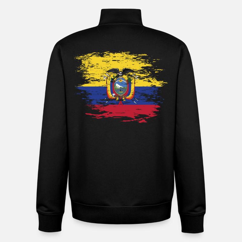 Drapeau de l'Équateur utilisé - Sweat zippé unisexe en coton bio Stanley/Stella - noir