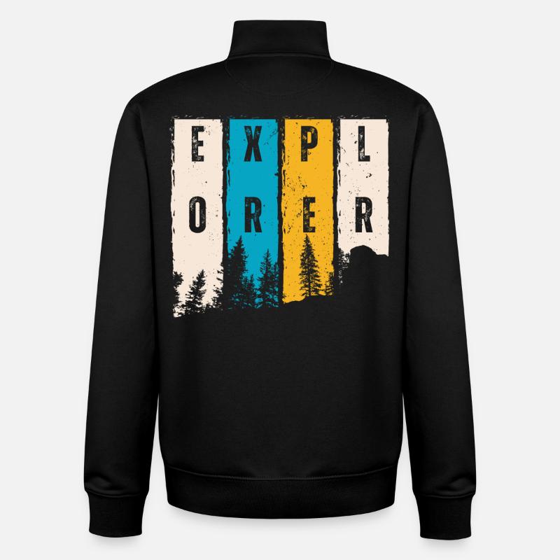 Entdecker Wald Bäume Silhouette - Unisex Organic Zip Sweatshirt von Stanley/Stella - Schwarz