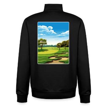 Tpc San Antonio Golf Reise Poster Souvenir WPA - Unisex Organic Zip Sweatshirt von Stanley/Stella - Schwarz - Hinten - AI Model Male 185 light (185cm)