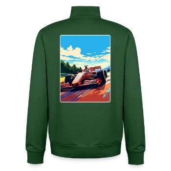 Affiche de voyage de la course automobile du circuit de Monza en Italie - Sweat zippé unisexe en coton bio Stanley/Stella - vert bouteille - Dos - AI Model Male 185 dark (185cm)