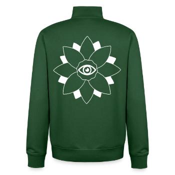 White Lotus Flower - Unisex Organic Zip Sweatshirt by Stanley/Stella - bottle green - Back - AI Model Male 185 dark (185cm)