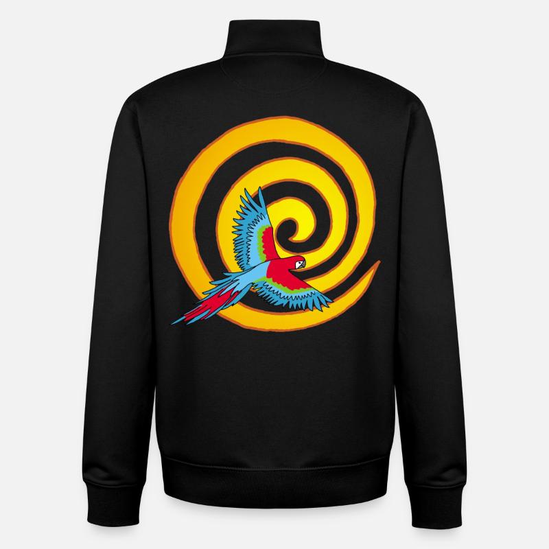 L'oiseau et le soleil - Sweat zippé unisexe en coton bio Stanley/Stella - noir