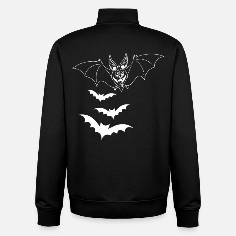 White Vampire Bat - Unisex Organic Zip Sweatshirt by Stanley/Stella - black
