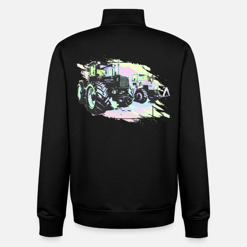 Vieux tracteurs - Sweat zippé unisexe en coton bio Stanley/Stella - noir